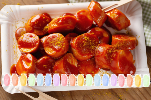 Currywurst Aroma Zuckerwatte im Eimer 45g/70g/100g