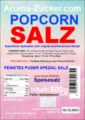 Puder Salz für Popcorn Natur Belassen Weiss 0,5 Kg